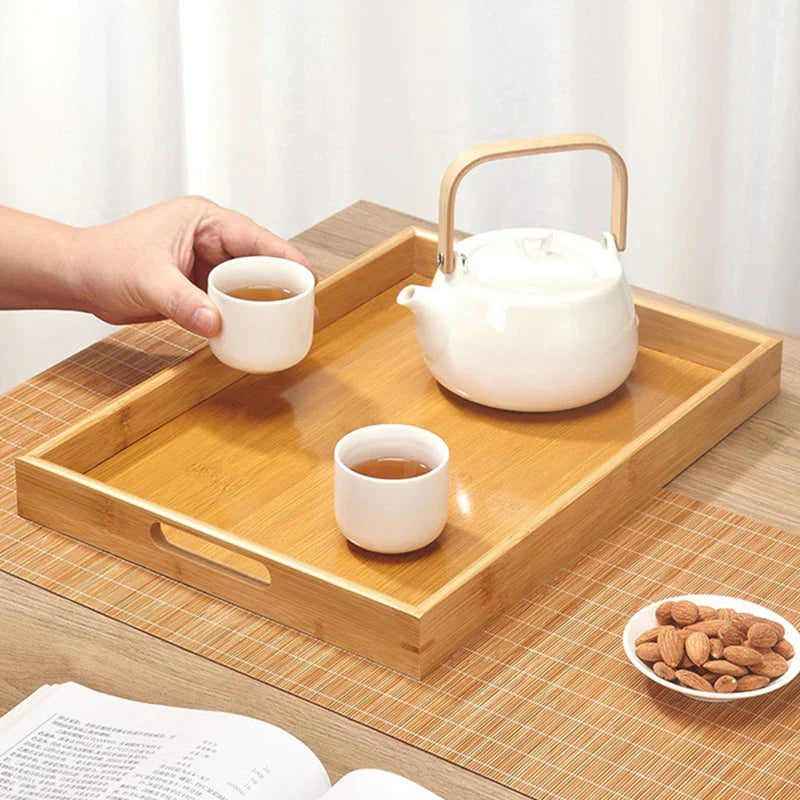 Axyaa Bamboo Tea Tray, Food Storage, Dinner Plate, Kitchen Tableware