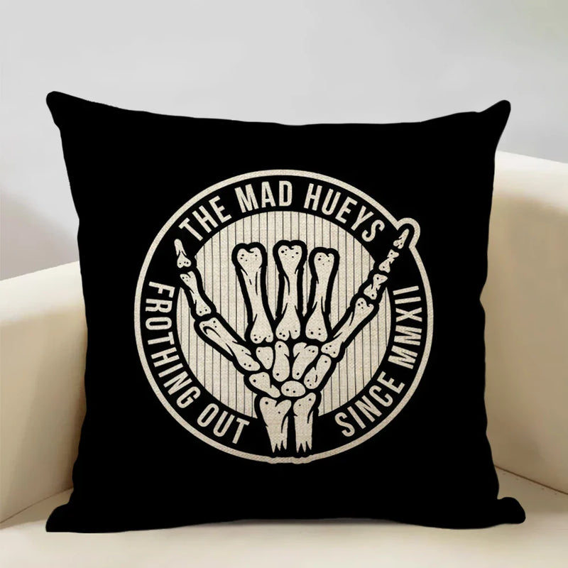 Axyaa Skull Head Pillow Cover Black Cartoon Design 45x45cm
