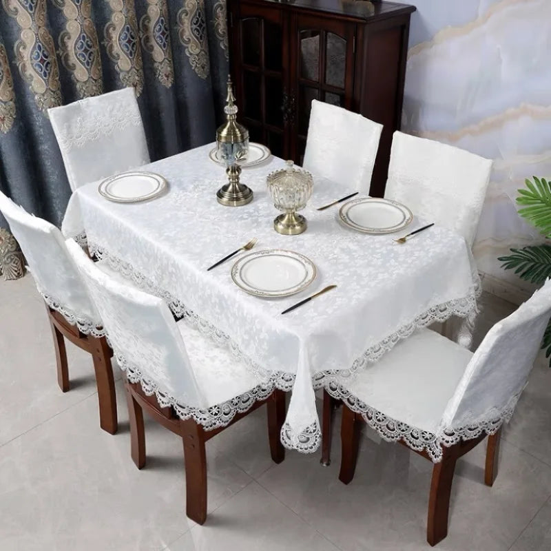 Axya European Lace Tablecloth: Elegant Embroidered Rectangular Jacquard Fabric Table Cover