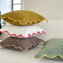 Axyaa Cozy Scalloped Pillow Cover in Orange, Mustard, Green, and Coffee Shades