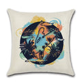 Axyaa Summer Beach Palm Tree Turtle Print Linen Throw Pillow Case