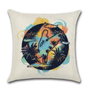 Axyaa Summer Beach Palm Tree Turtle Print Linen Throw Pillow Case