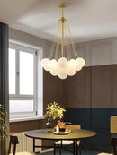 Axyaa Bubble Glass Ball Chandelier: Bedroom Pendant Lamp with E27 Bulb