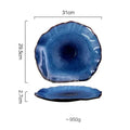 Axyaa Deep Blue Irregular Ceramic Plate Set - Household Dinnerware and Decoration