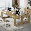 Axyaa Double Computer Desk, 86.6" Extra Long Wood Workstation