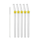 Axyaa Glass Flower Straws Set for Cocktails & Smoothies