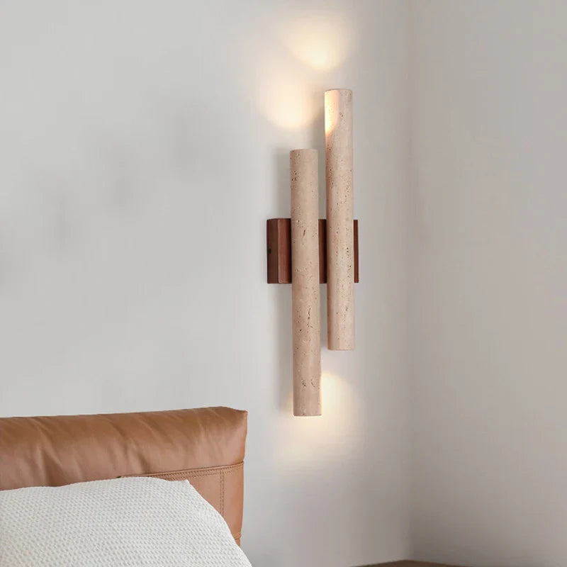 Axyaa Retro Walnut Wood Wall Lamp with Four Glowing Lights