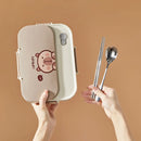 Axyaa Stainless Steel Divided Lunch Box Set with Cutlery