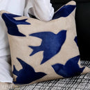 Axyaa Klein Blue Cowhide Pillow Sofa Cushion - Handmade Luxury Peace Dove Embossed