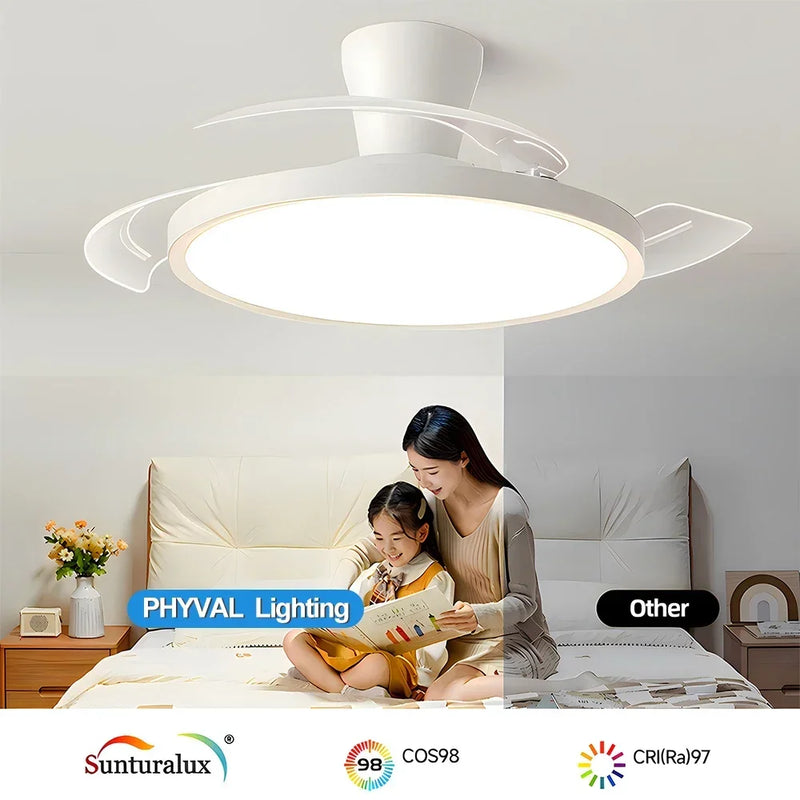 Axyaa 42/48in LED Ceiling Fan Light for Home Indoor Lighting Fixtures