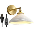 Axyaa Nordic Ceramic LED Wall Light with Pull Chain Switch, Modern Copper Sconce Home Lighting