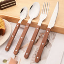Axyaa Wooden Handle Cutlery Set Stainless Steel Western Tableware Flatware