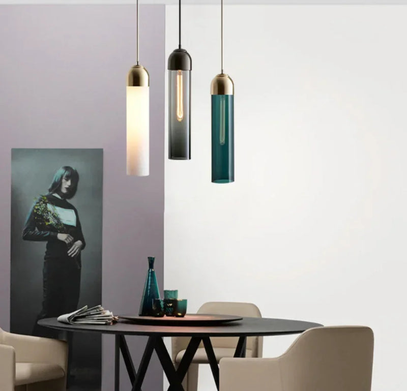 Axyaa Glass Pendant Lamps for Home Decor Lighting with E14 Bulb Base