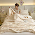Axyaa Plush Fleece Double Layer Wool Bed Blanket Wool Throw Cozy Blanket