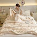 Axyaa Plush Fleece Double Layer Wool Bed Blanket Wool Throw Cozy Blanket