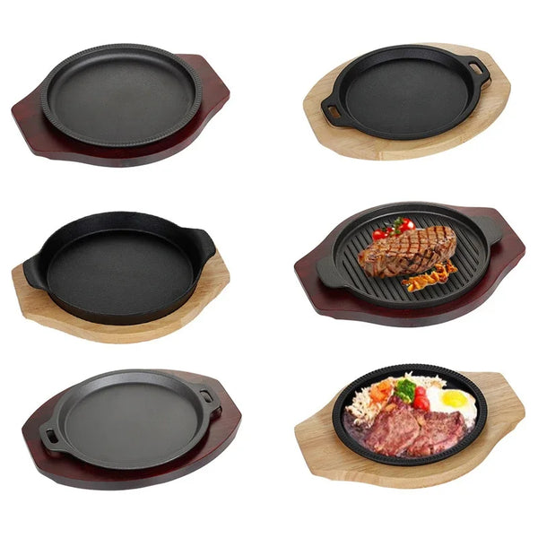 Axya Iron Steak Plate Set | Commercial BBQ Induction Gas Cooker Pan