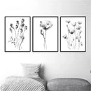 Axyaa Abstract Floral Canvas Wall Art - Nordic Style Flower Print for Living Room