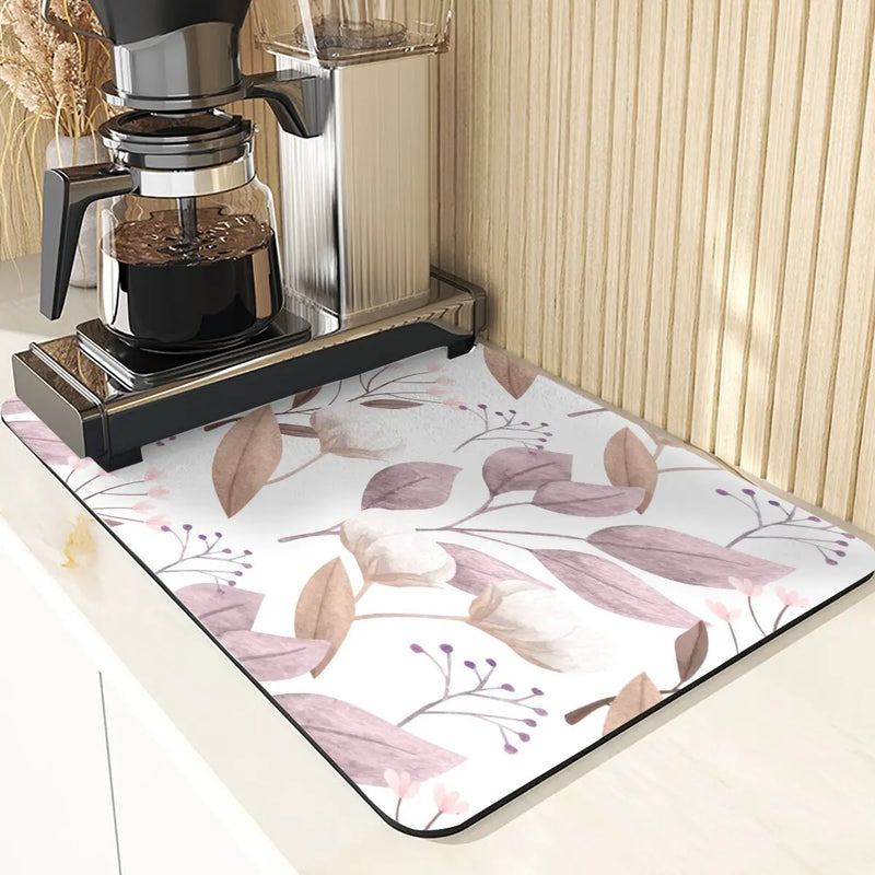 Axyaa Flowers Pattern Diatomaceous Earth Drying Mat Kitchen Accesories
