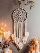 Axyaa Boho Leaf Dream Catcher Wall Hanging for Nordic Home Decor