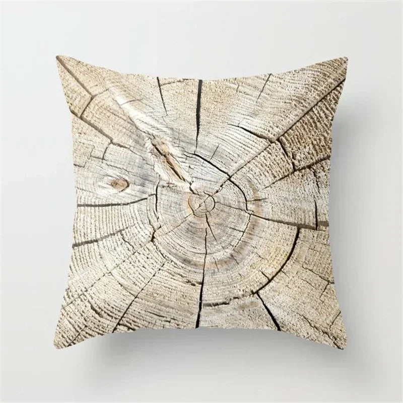 Axyaa Wood Texture Marble Pillowcases - Geometric Cushions Case for Home Decor
