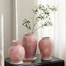Axyaa Chinese Style Blue & White Porcelain Vase Pink Pot Retro Jars Flower Vase