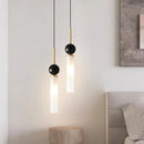 Axyaa Marble Copper Chandelier: Modern Italian Style LED Pendant for Bedroom or Bar Counter