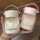 Axyaa 200ml Cute Glass Shaker Bottle for Coffee Juice Tea - Portable Kawaii Glass Cup