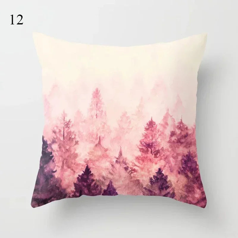 Axyaa Pink Psychedelic Landscape Print Pillowcase for Bedroom Living Room