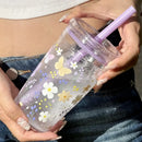 Axyaa Butterfly Lemon Water Bottle with Straw Lid, 16oz BPA-Free Cute Cup