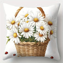 Axyaa Flower Wreath Sofa Cushion Cover Set of 4, 17.7" x 17.7", Single-Sided Print