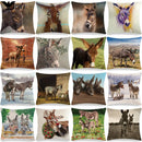 Axyaa Donkey Print Cushion Cover 45x45cm Cute Animals Linen Pillowcase for Home Decor