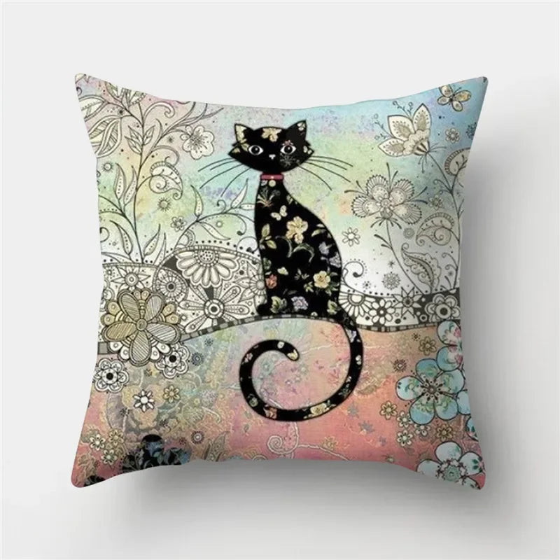 Axyaa Butterfly Cat Animals Design Pillowcase - Nordic Home Decor