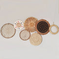 Axyaa Round Rattan Wall Basket Decor: Nordic Style Hanging Frame Ornament Craft