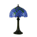 Axyaa Blue Tiffany Glass LED Table Lamp for Home Living Room Bedroom Hotel