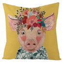 Axyaa Kawaii Flower Linen Pillow Case 45x45 cm Cute Animal Cushion Cover