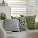 Axyaa Green Floral Throw Pillow Cover - 45X45 Square Cushion for Home Decor