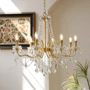 Axyaa Crystal Copper Chandelier Pendant Lights with LED Candle, Luxury Home Decor