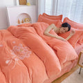 Axyaa Princess Style Embroidered Baby Fleece Four-Piece Quilt Cover, Large Size