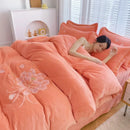 Axyaa Princess Style Embroidered Baby Fleece Four-Piece Quilt Cover, Large Size