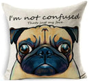 Square Linen Pug French Bulldog Pillow Cover by Axyaa