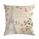 Axyaa Spring Paris Bird Flower Pillowcase Set for 45x45 Cm Pillows