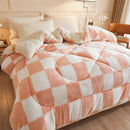 Axyaa Thickened Coral Fleece Checkerboard Queen Size Winter Blanket