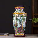 Axyaa Chinese Antique Enamel Ceramic Vase Home Decor Zen Living Room Pottery King