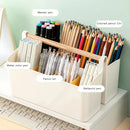 Axyaa Desktop Pen Holder Organizer for Office with Large Capacity Storage Basket