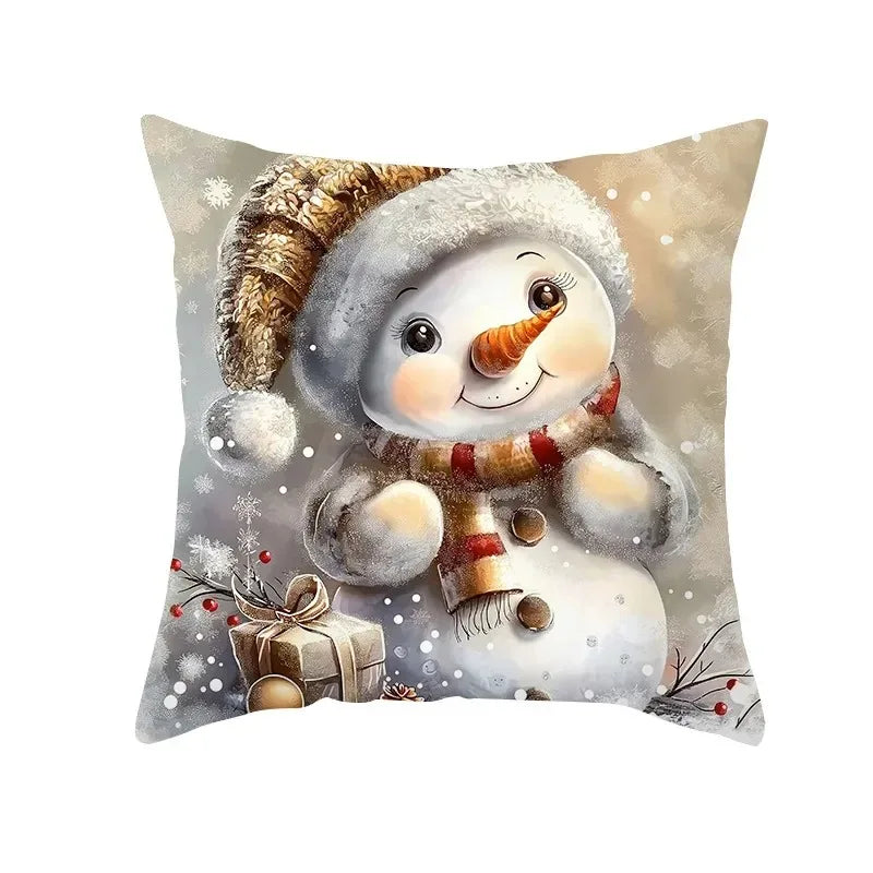 Axyaa Winter Snowman Pillowcase - Festive Sofa Decor & Gift