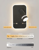 Axyaa Led Wall Sconce Lamp Touch Switch USB Tri-color Diammable Lights