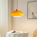 French Cream Pumpkin Pendant Light by Axyaa: Wooden Glass Small Chandelier for Home or Restaurant