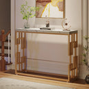 Axyaa White Faux Marble Sofa Table, Modern 42.5" Entryway Hallway Console Table