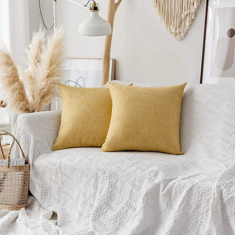 Axyaa Yellow Linen Cushion Cover for Home Sofa Car Bedroom Decoration