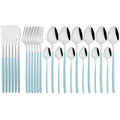 Gold Stainless Steel Cutlery Set by Axyaa - 24Pcs Western Tableware Flatware